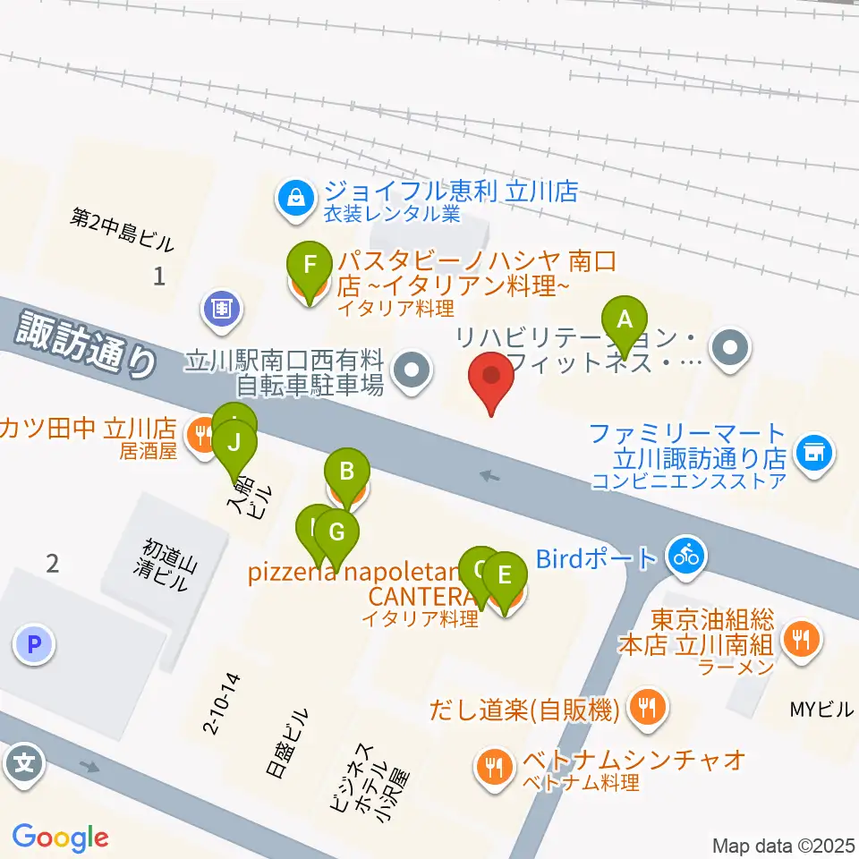 立川スタジオネイ周辺のファミレス・ファーストフード一覧地図