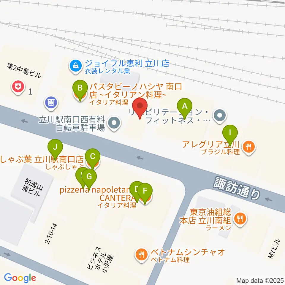 立川スタジオネイ周辺のファミレス・ファーストフード一覧地図