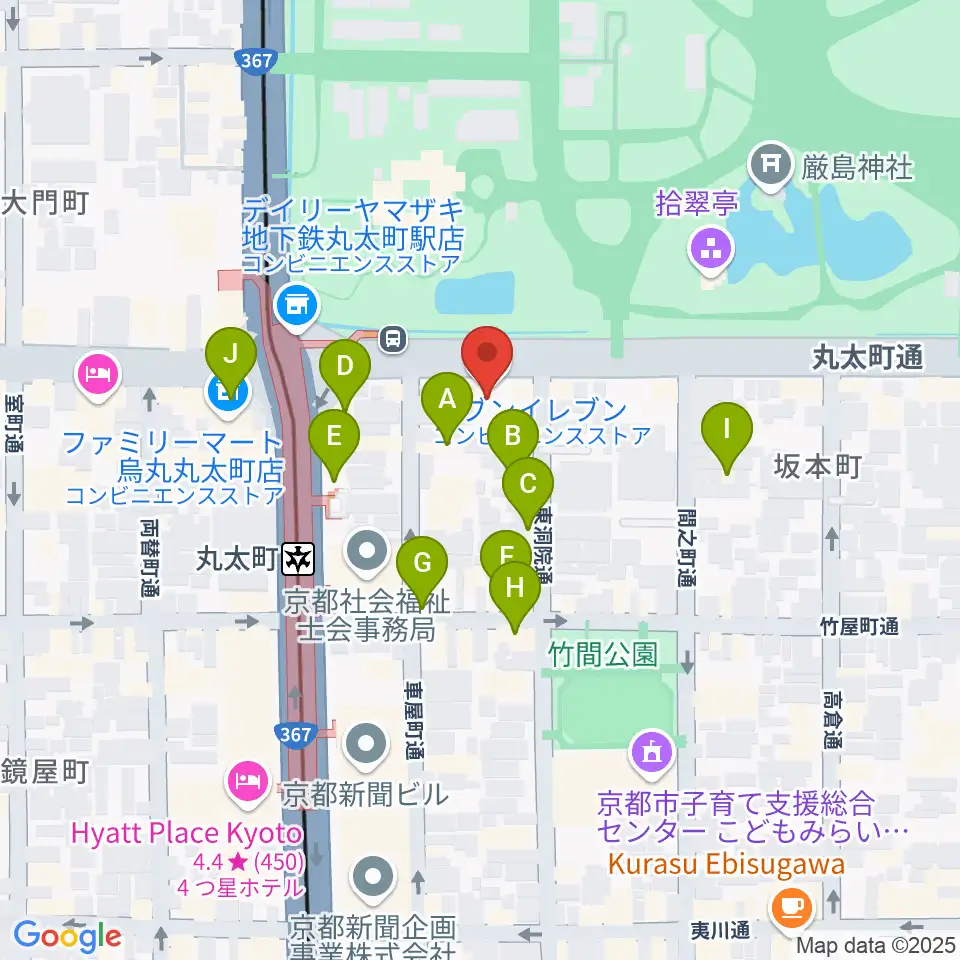JEUGIAフォーラム京都御所南周辺のファミレス・ファーストフード一覧地図