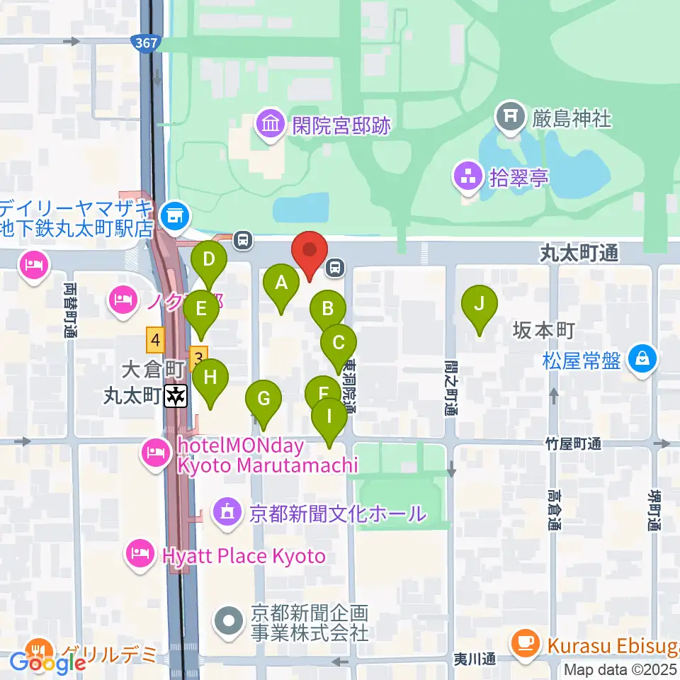 JEUGIAフォーラム京都御所南周辺のファミレス・ファーストフード一覧地図