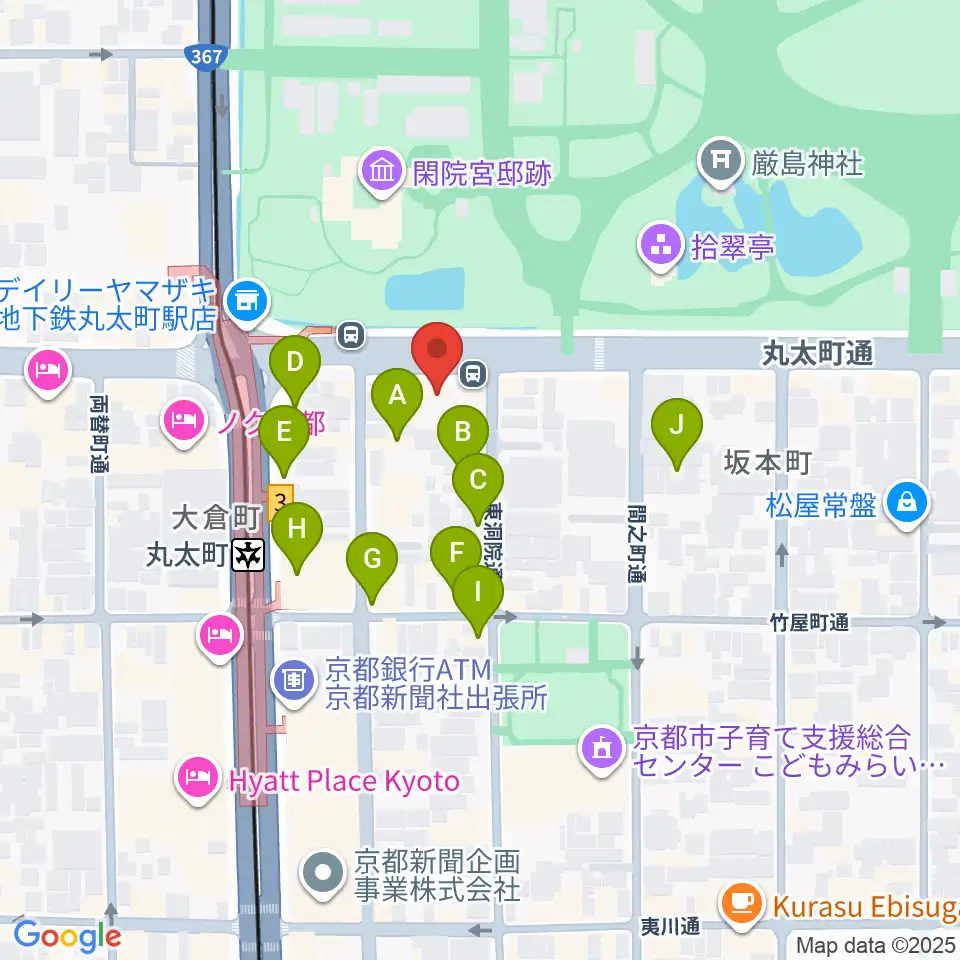 JEUGIAフォーラム京都御所南周辺のファミレス・ファーストフード一覧地図