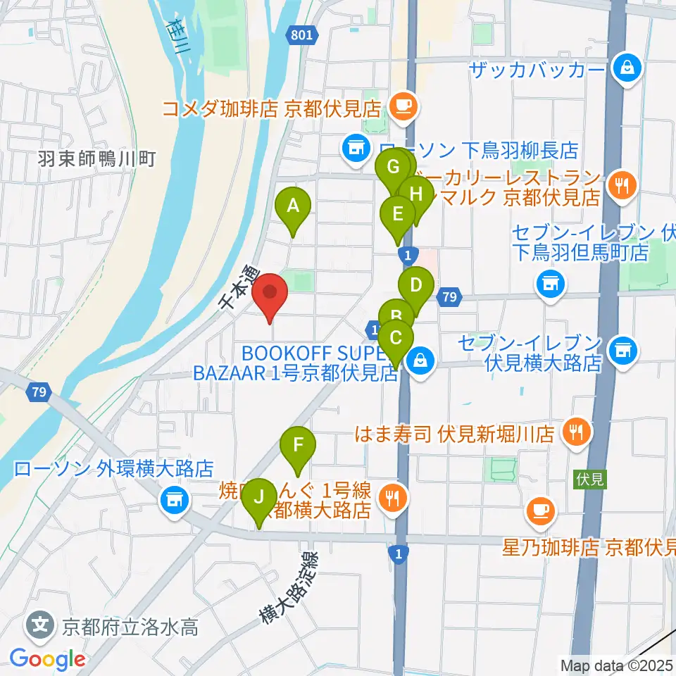 スタジオ・ウイット周辺のファミレス・ファーストフード一覧地図
