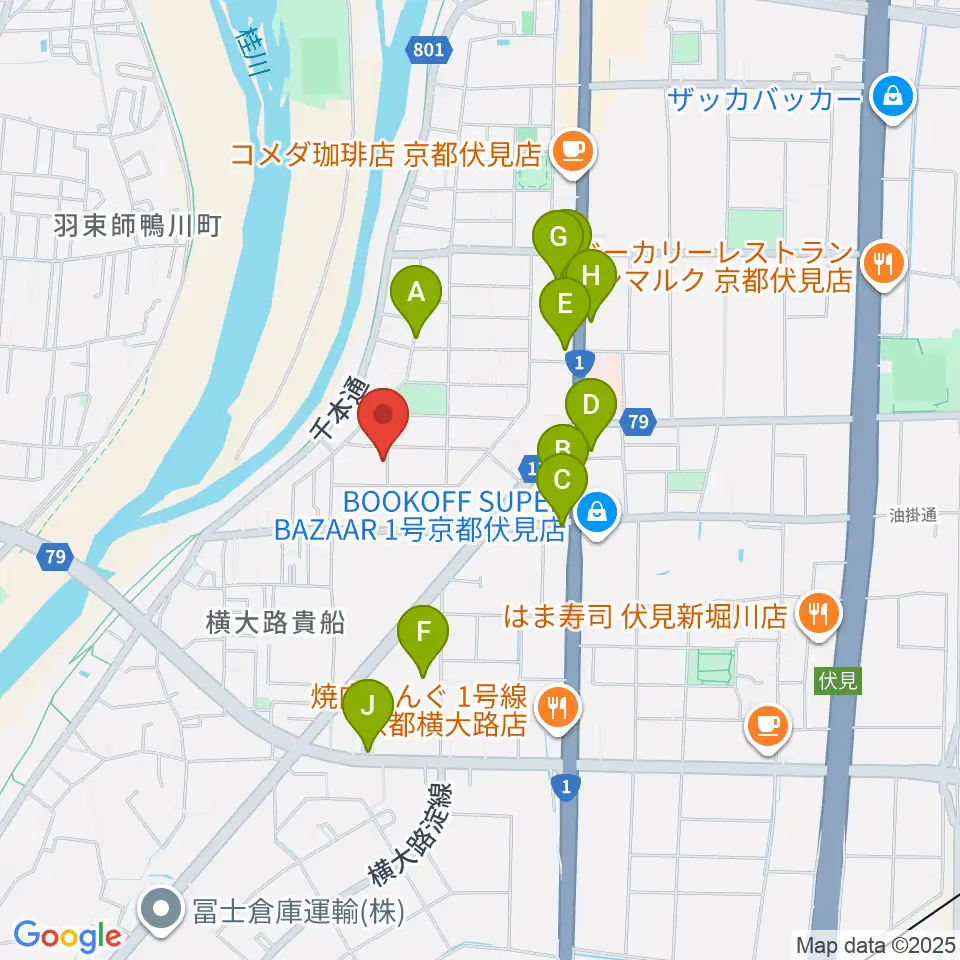 スタジオ・ウイット周辺のファミレス・ファーストフード一覧地図