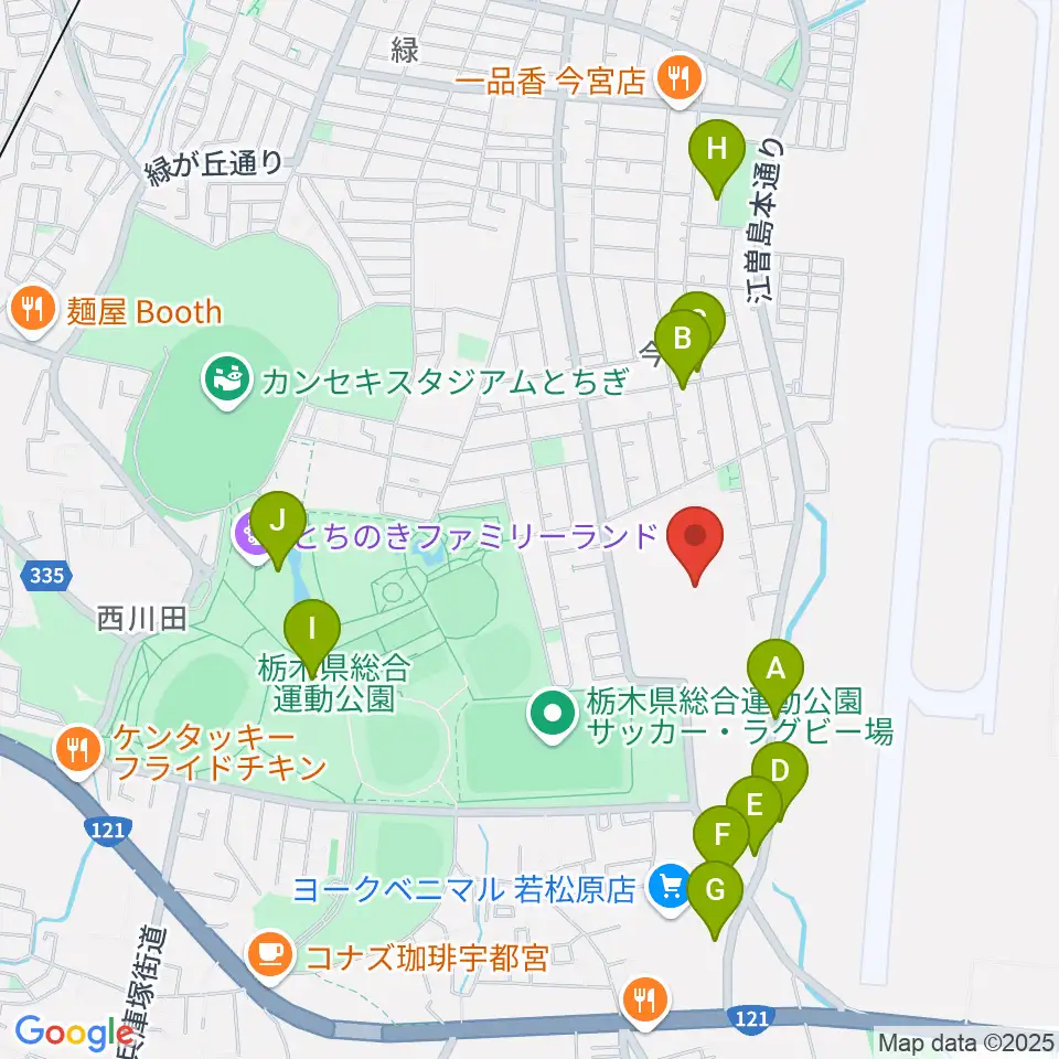 日環アリーナ栃木周辺のファミレス・ファーストフード一覧地図