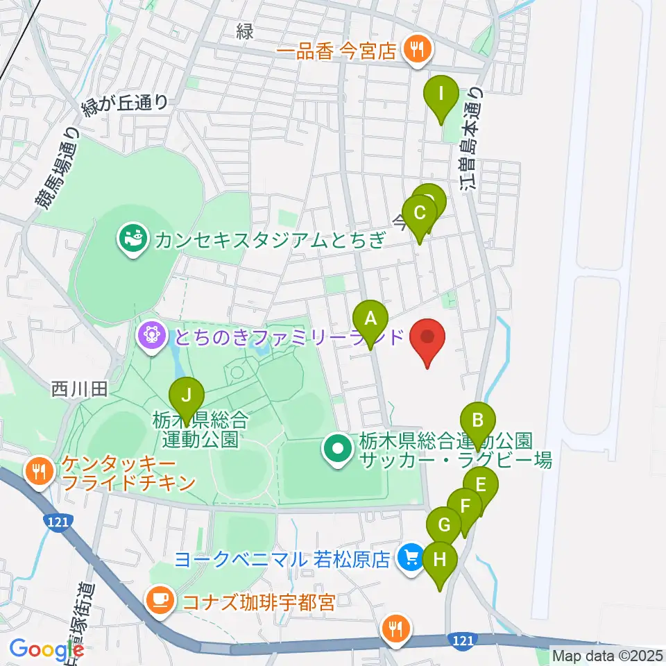 日環アリーナ栃木周辺のファミレス・ファーストフード一覧地図