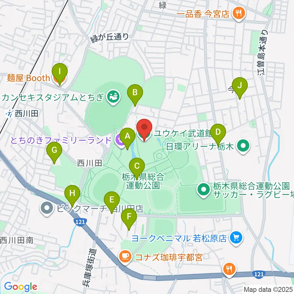 ユウケイ武道館周辺のファミレス・ファーストフード一覧地図