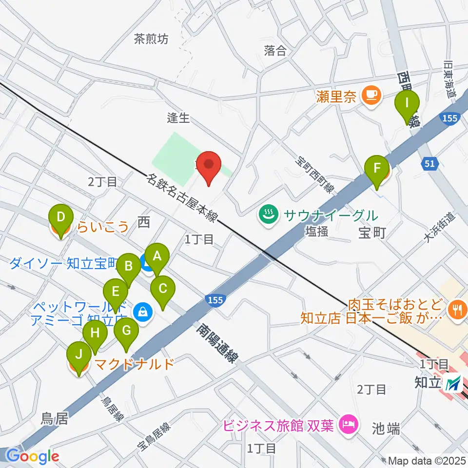 スギ薬局知立福祉アリーナ周辺のファミレス・ファーストフード一覧地図