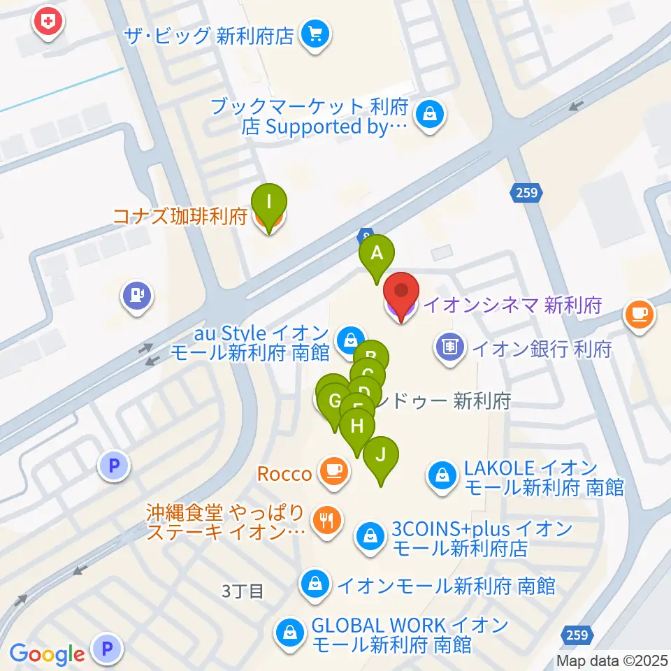 イオンシネマ新利府周辺のファミレス・ファーストフード一覧地図