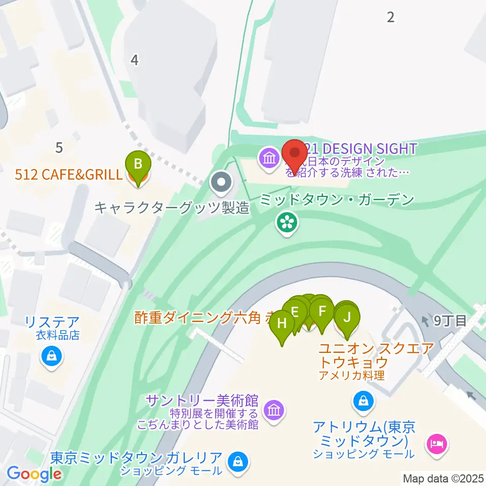 21_21 DESIGN SIGHT周辺のファミレス・ファーストフード一覧地図