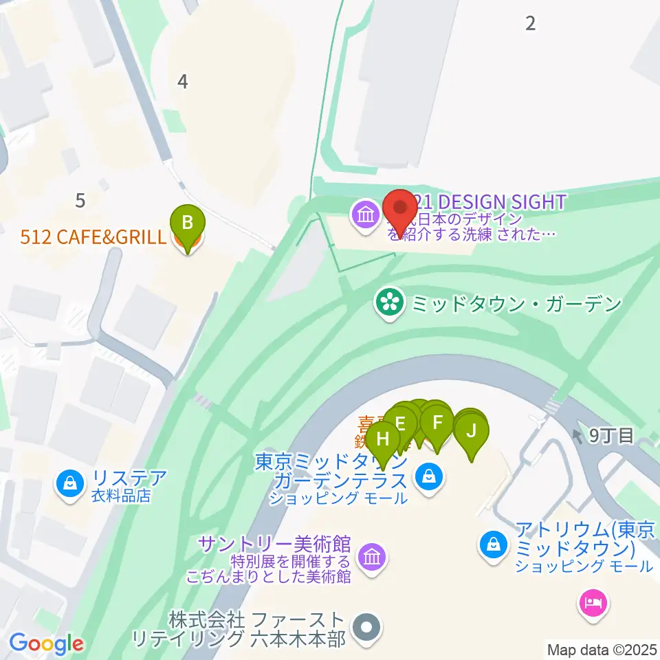 21_21 DESIGN SIGHT周辺のファミレス・ファーストフード一覧地図