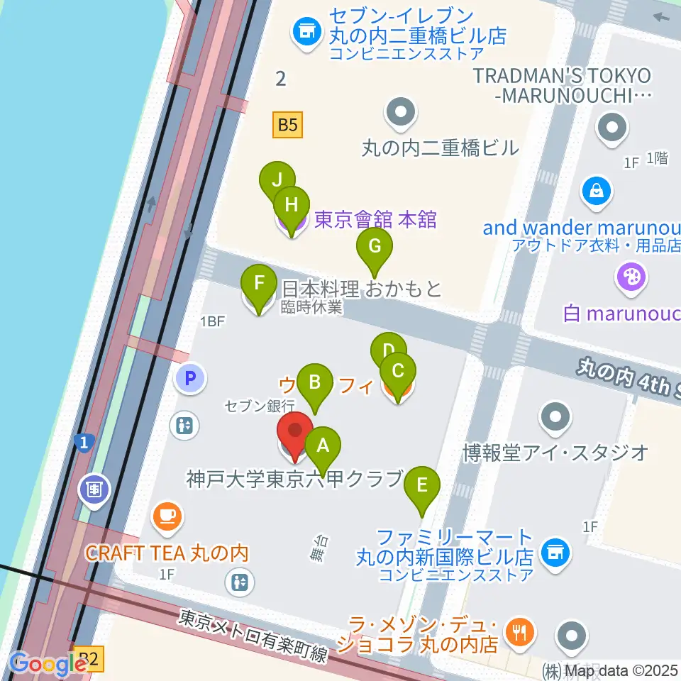 出光美術館周辺のファミレス・ファーストフード一覧地図
