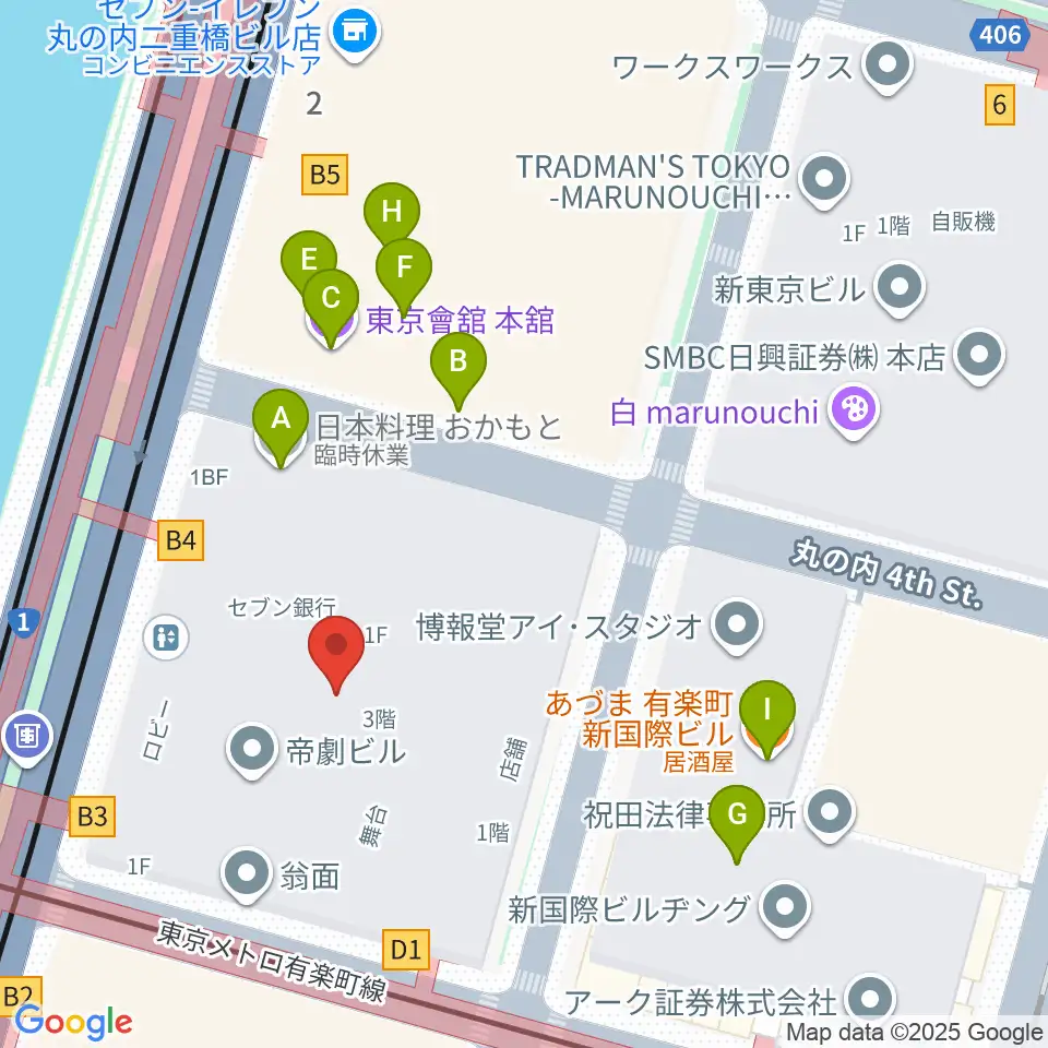 出光美術館周辺のファミレス・ファーストフード一覧地図