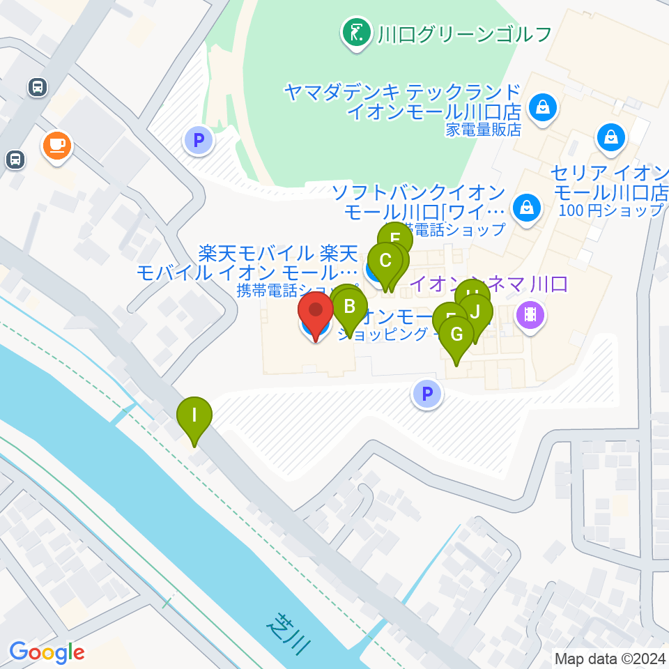 イオンシネマ川口周辺のファミレス・ファーストフード一覧地図