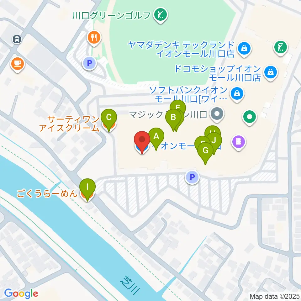 イオンシネマ川口周辺のファミレス・ファーストフード一覧地図