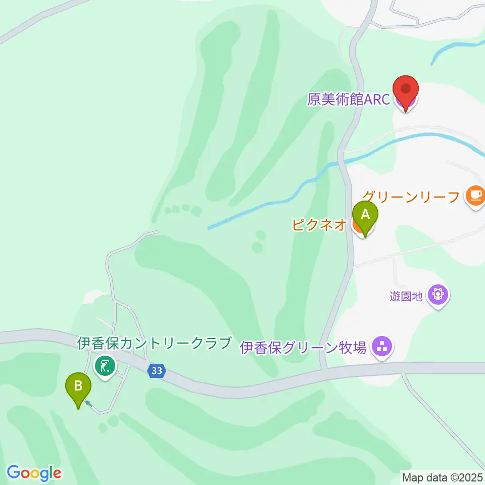 原美術館ARC周辺のファミレス・ファーストフード一覧地図