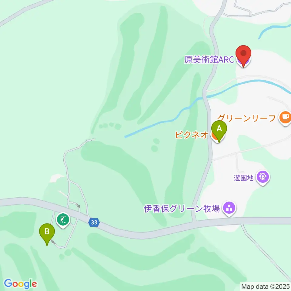 原美術館ARC周辺のファミレス・ファーストフード一覧地図