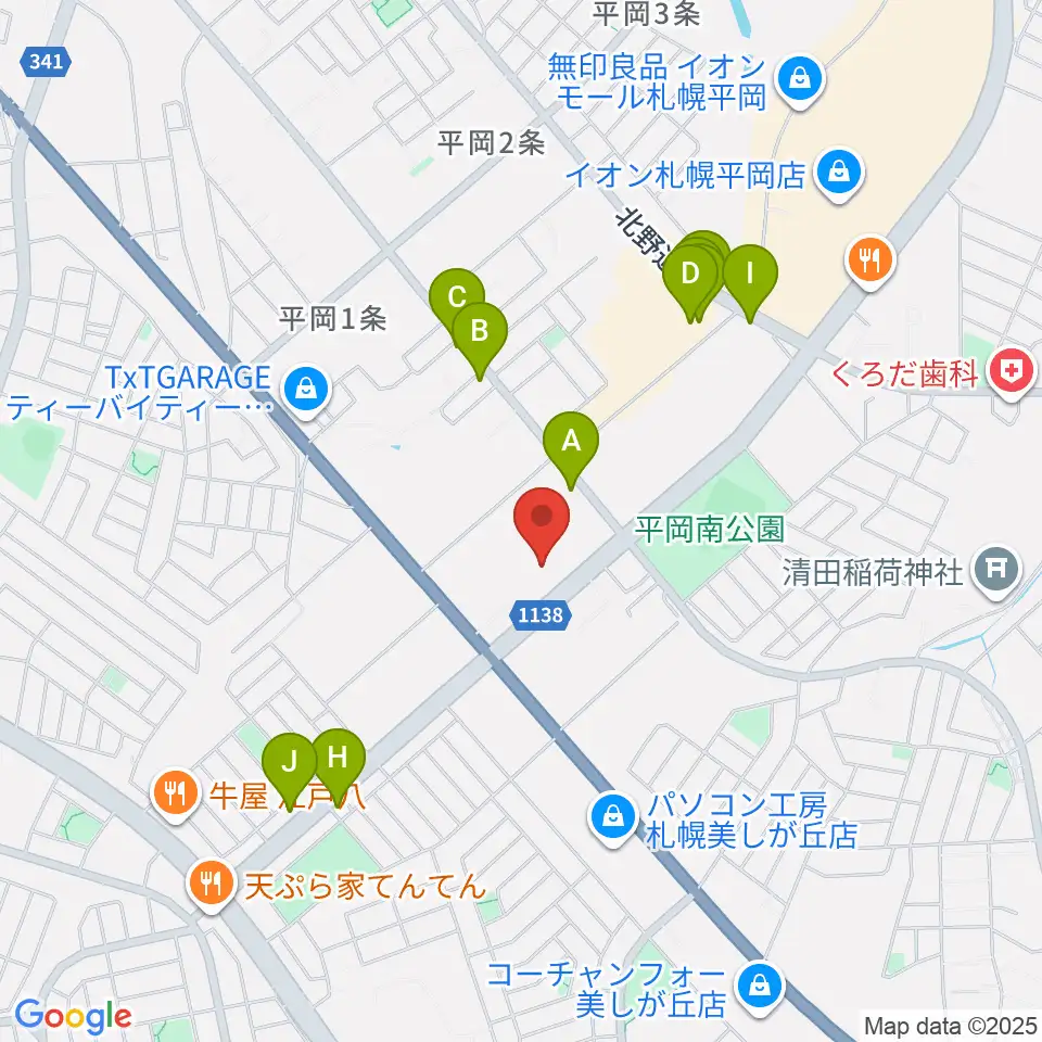 清田区体育館・温水プール周辺のファミレス・ファーストフード一覧地図