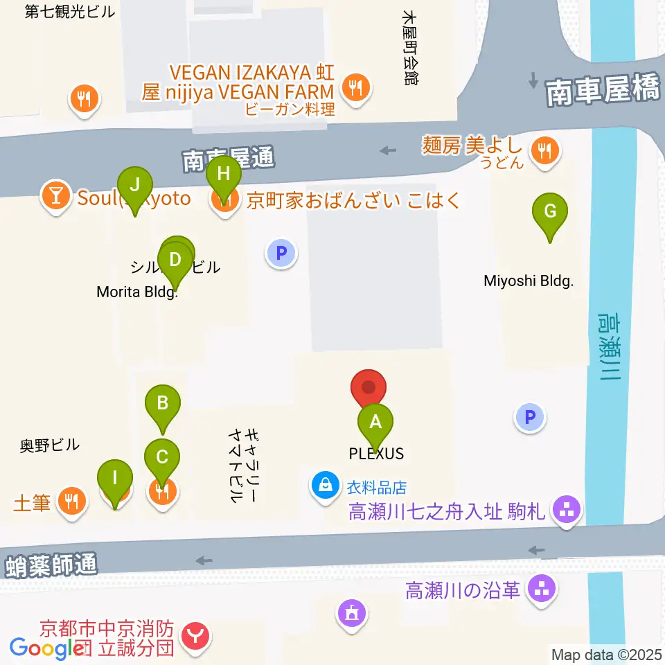 音楽天国・京都河原町店周辺のファミレス・ファーストフード一覧地図
