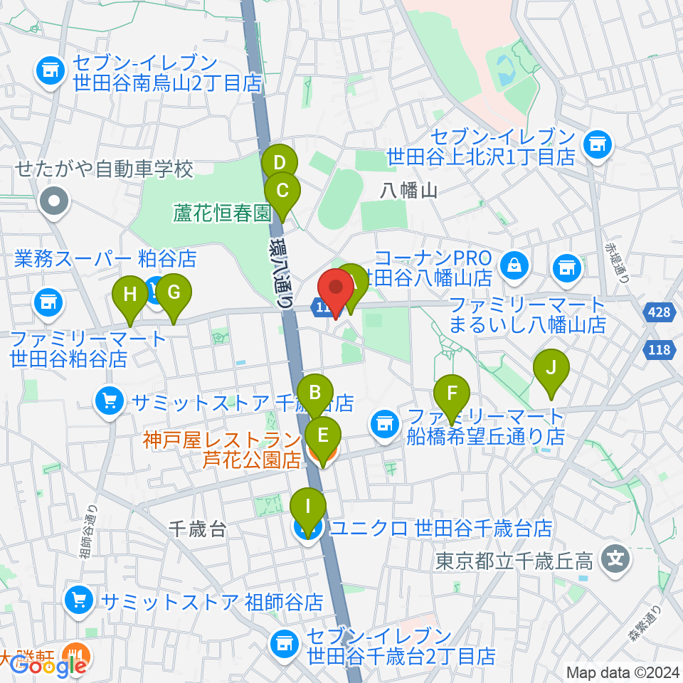 千歳温水プール周辺のファミレス・ファーストフード一覧地図