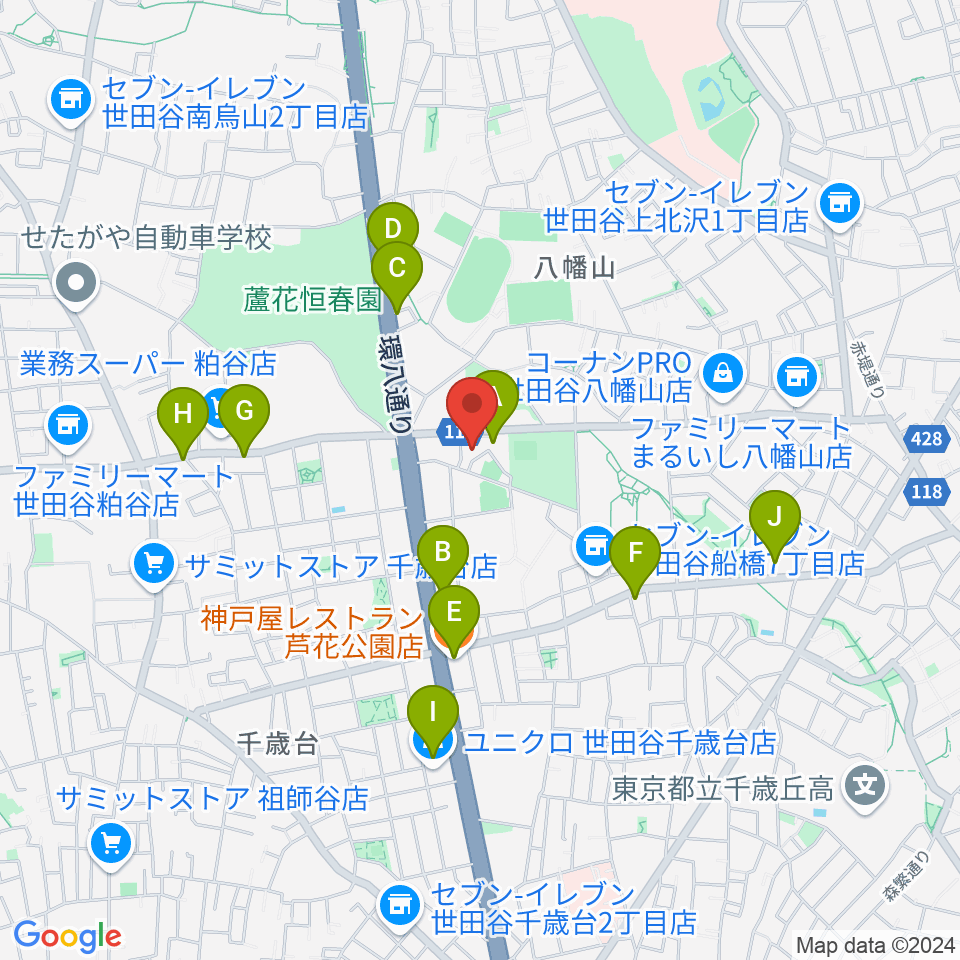 千歳温水プール周辺のファミレス・ファーストフード一覧地図