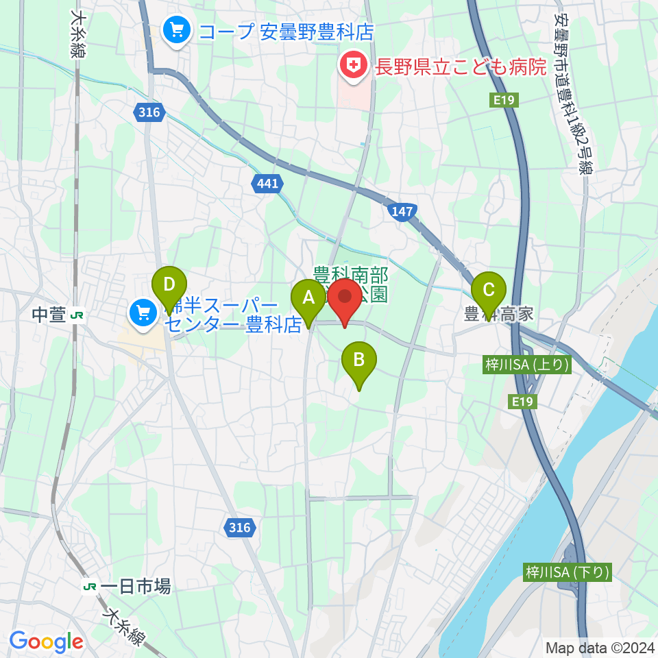 ANCアリーナ周辺のファミレス・ファーストフード一覧地図