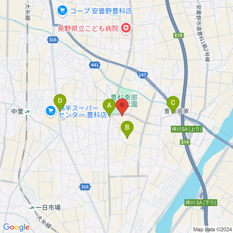 ANCアリーナ周辺のファミレス・ファーストフード一覧地図