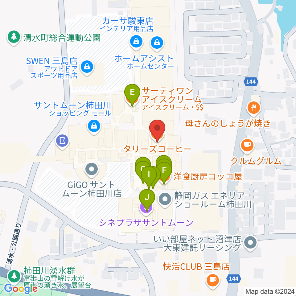 シネプラザサントムーン周辺のファミレス・ファーストフード一覧地図