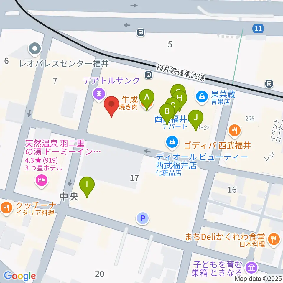 テアトルサンク周辺のファミレス・ファーストフード一覧地図