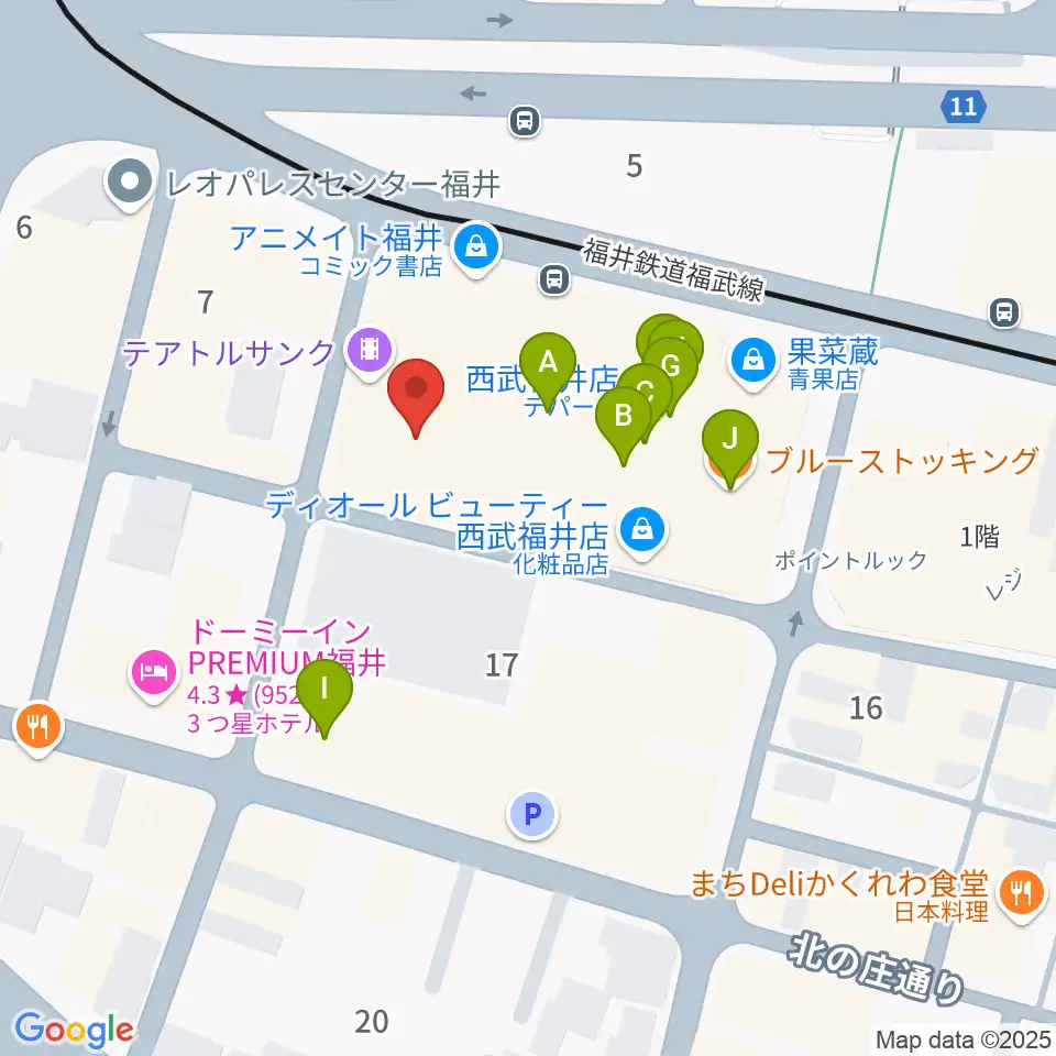 テアトルサンク周辺のファミレス・ファーストフード一覧地図