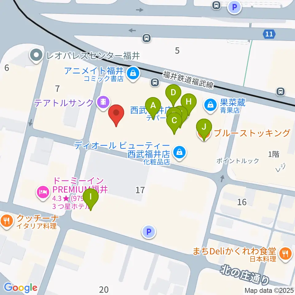 テアトルサンク周辺のファミレス・ファーストフード一覧地図