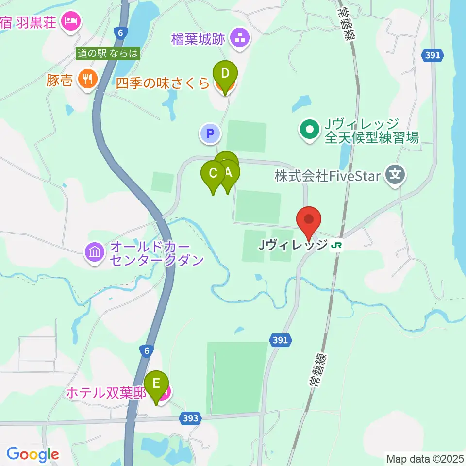 Jヴィレッジ周辺のファミレス・ファーストフード一覧地図