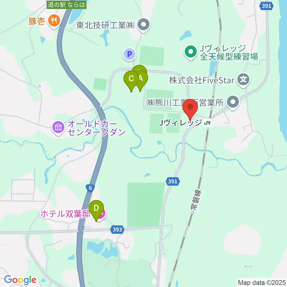 Jヴィレッジ周辺のファミレス・ファーストフード一覧地図