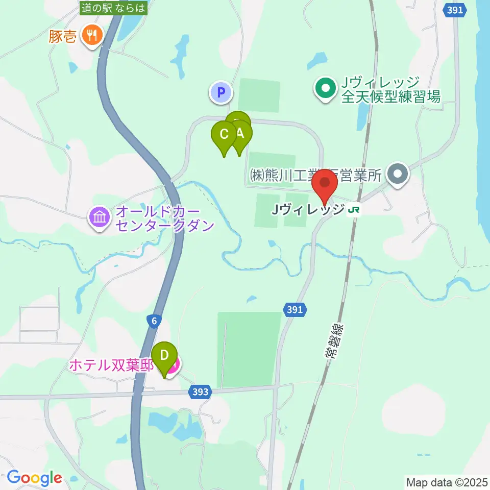 Jヴィレッジ周辺のファミレス・ファーストフード一覧地図