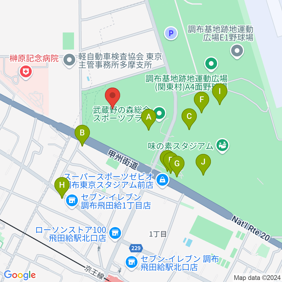 AGFフィールド周辺のファミレス・ファーストフード一覧地図