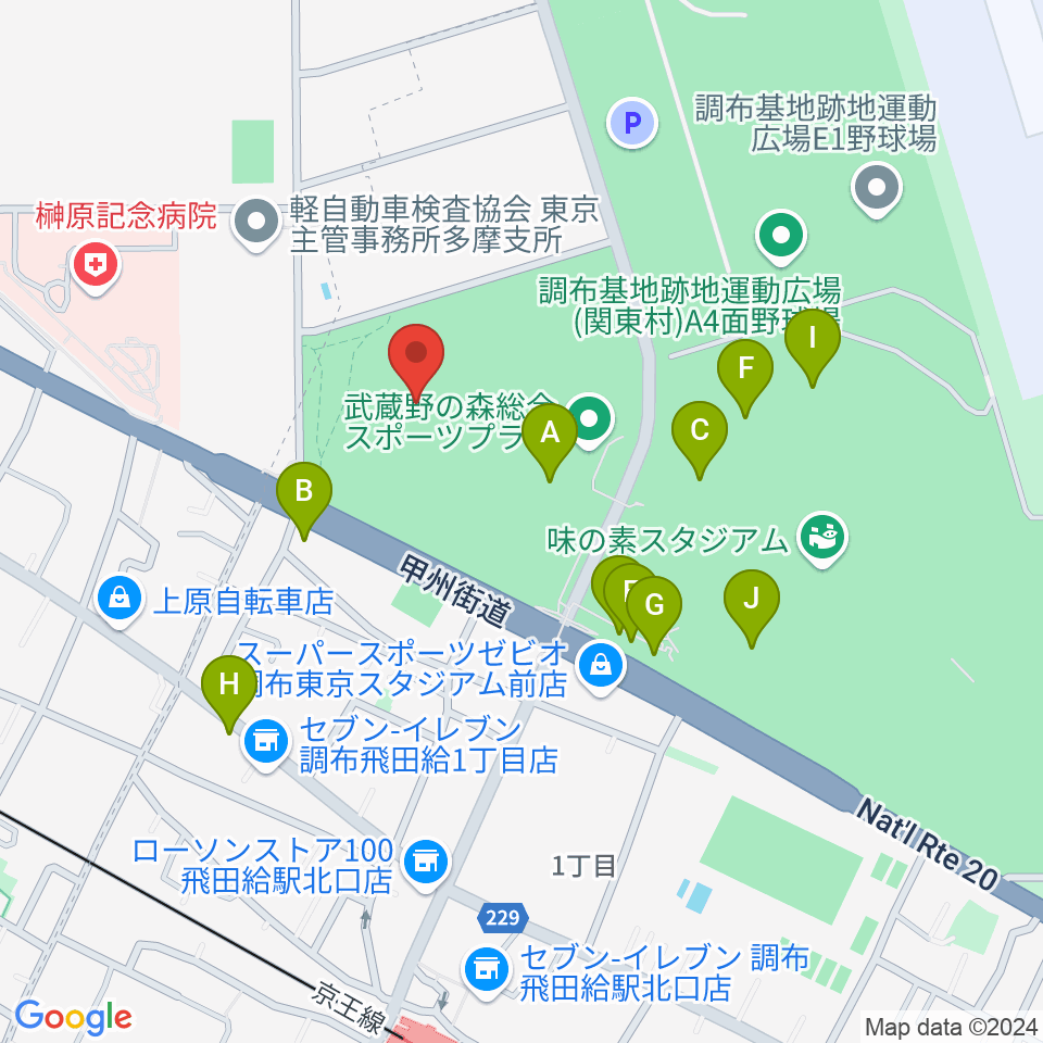 AGFフィールド周辺のファミレス・ファーストフード一覧地図