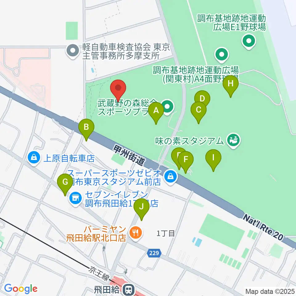 AGFフィールド周辺のファミレス・ファーストフード一覧地図