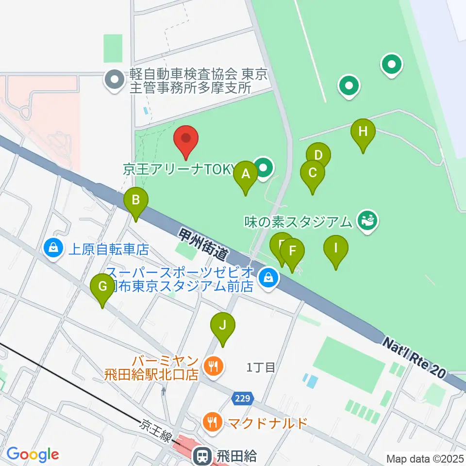 AGFフィールド周辺のファミレス・ファーストフード一覧地図