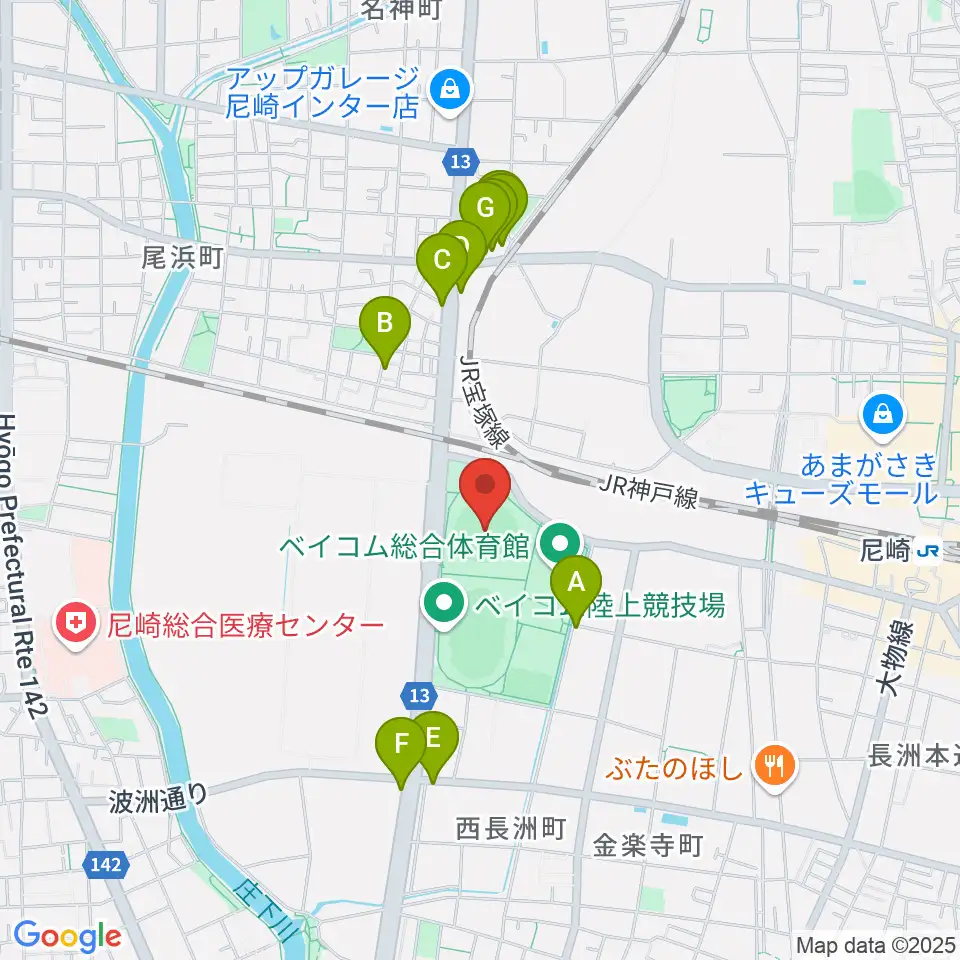 ベイコム野球場周辺のファミレス・ファーストフード一覧地図
