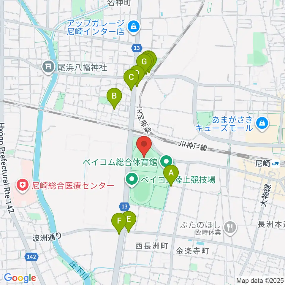 ベイコム野球場周辺のファミレス・ファーストフード一覧地図