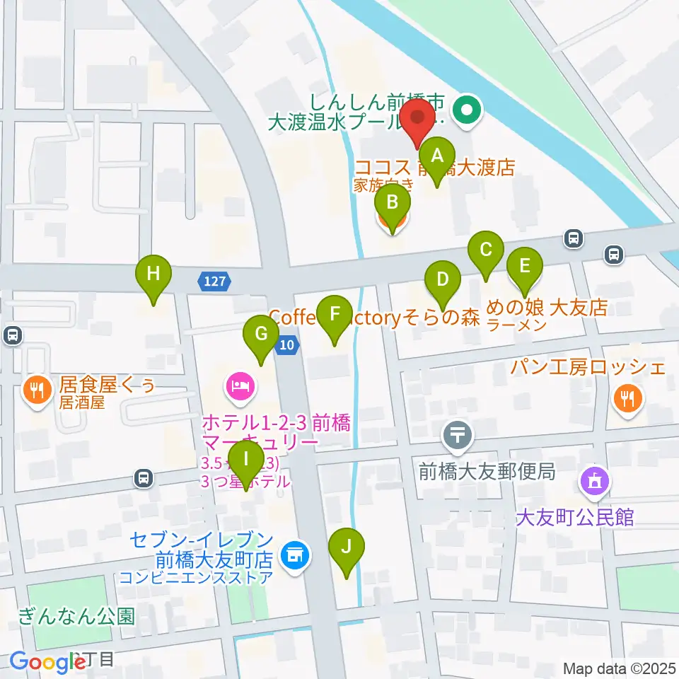 しんしん大渡温水プール・トレーニングセンター周辺のファミレス・ファーストフード一覧地図