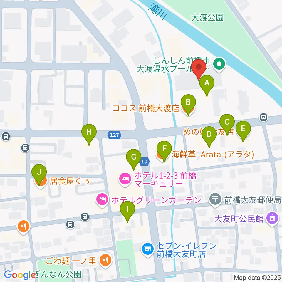 しんしん大渡温水プール・トレーニングセンター周辺のファミレス・ファーストフード一覧地図