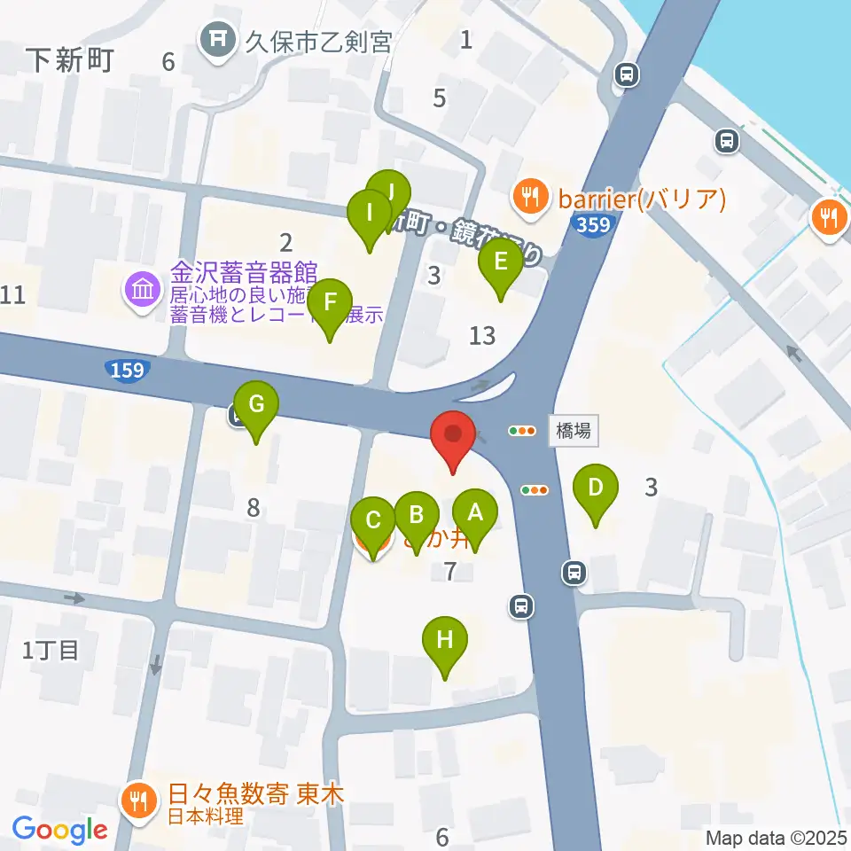 金沢文芸館周辺のファミレス・ファーストフード一覧地図