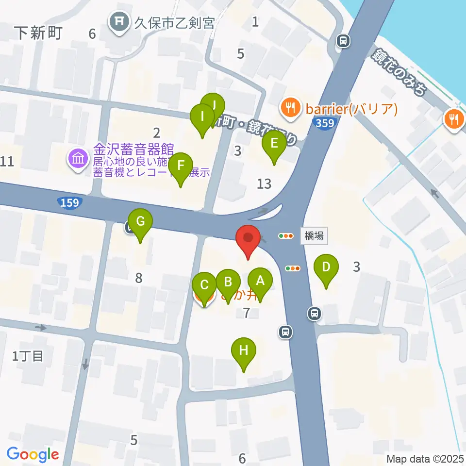 金沢文芸館周辺のファミレス・ファーストフード一覧地図