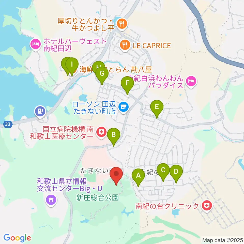 田辺市立美術館周辺のファミレス・ファーストフード一覧地図