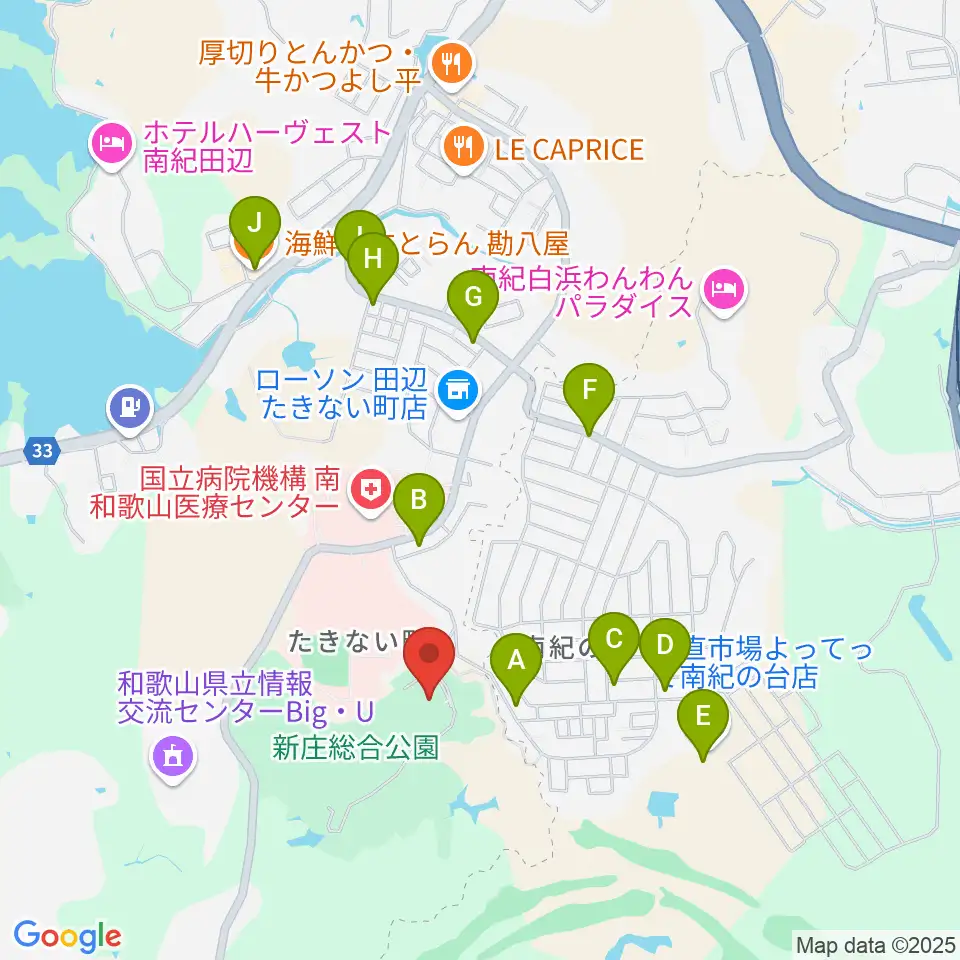 田辺市立美術館周辺のファミレス・ファーストフード一覧地図