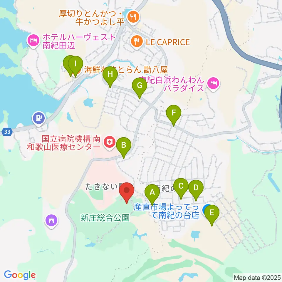 田辺市立美術館周辺のファミレス・ファーストフード一覧地図