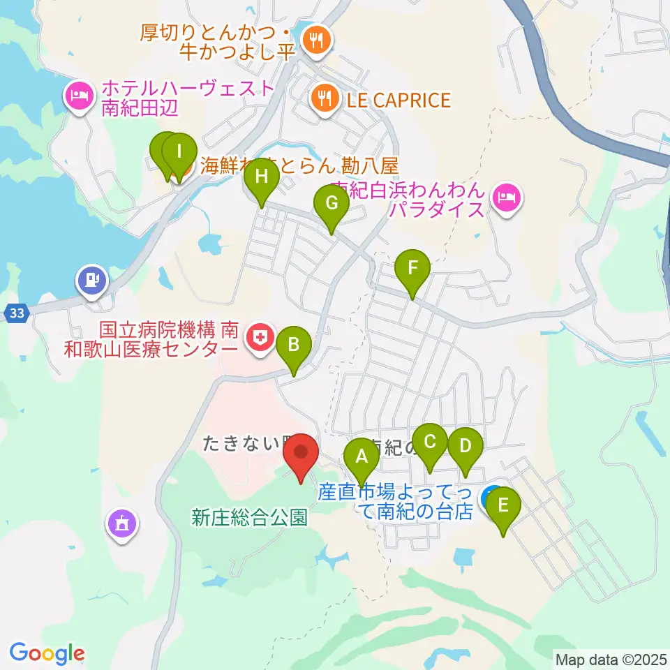 田辺市立美術館周辺のファミレス・ファーストフード一覧地図