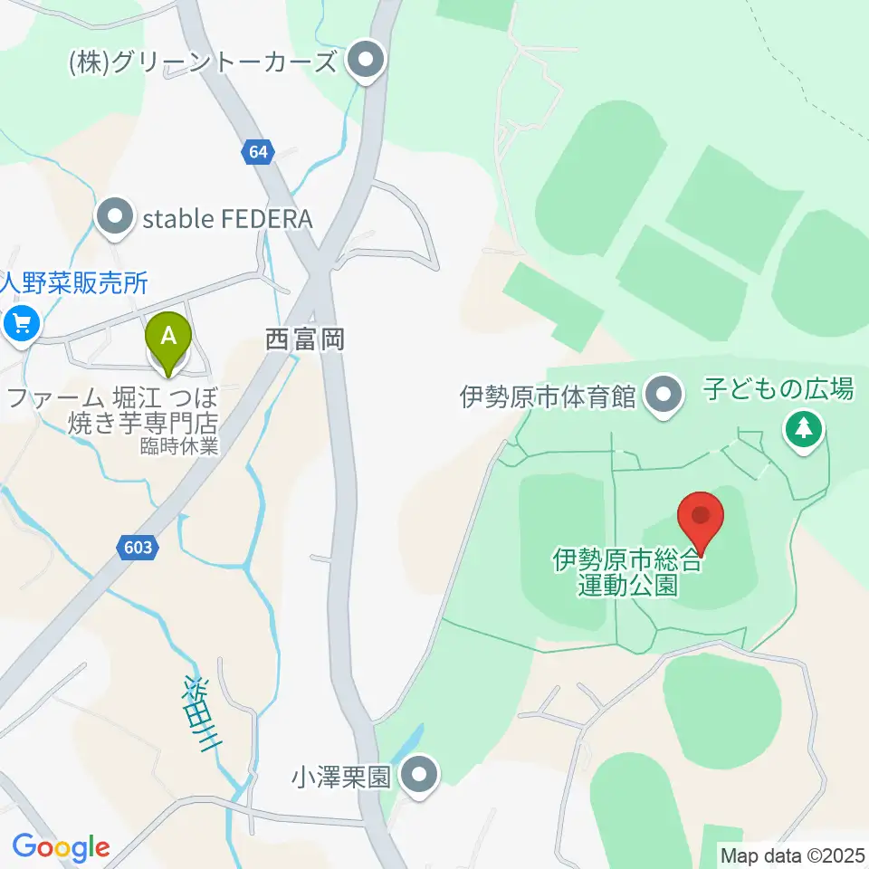 いせはらサンシャイン・スタジアム 伊勢原球場周辺のファミレス・ファーストフード一覧地図