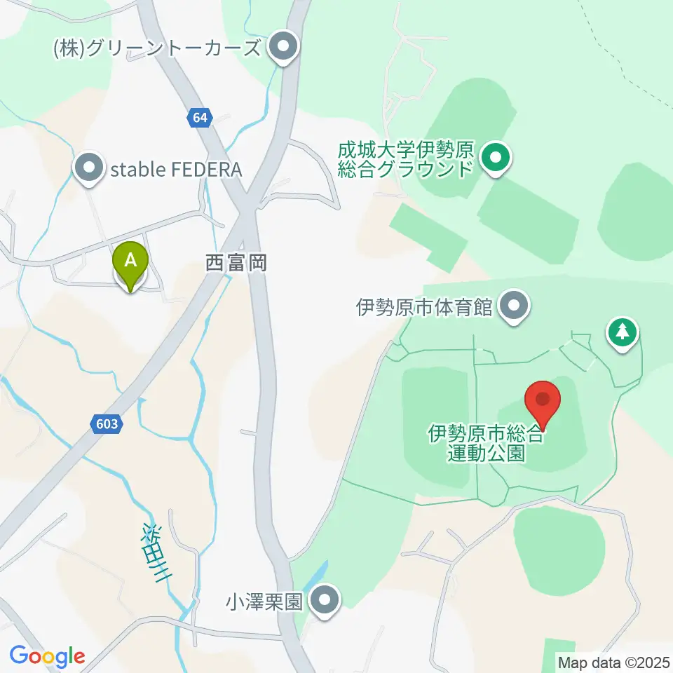 いせはらサンシャイン・スタジアム 伊勢原球場周辺のファミレス・ファーストフード一覧地図