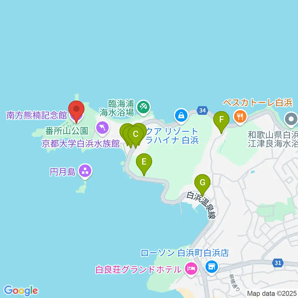 南方熊楠記念館周辺のファミレス・ファーストフード一覧地図